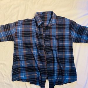 Blue plaid oversized street wear shirt